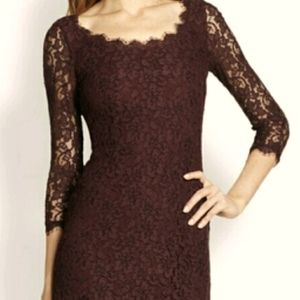 DVF Zarita Chocolate Lace Dress size 12
